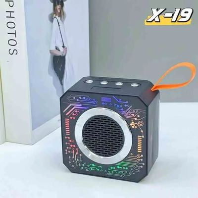 Bluetooth Speacker X19 Transparent Mecha Bluetooth Speaker RGB Pickup Outdoor Portable Home Lantern Small Mini Speaker Black Durable Easy To Install