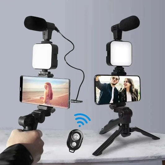 Vlogging Kit | Vlogging Kit with Tripod | Vlogging Kit for YouTubers | Vlogging Kit with Microphone | Tripod | Video Making Kit | Hand Video Making Kit Light and Wireless Remote