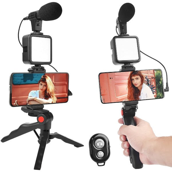 Vlogging Kit | Vlogging Kit with Tripod | Vlogging Kit for YouTubers | Vlogging Kit with Microphone | Tripod | Video Making Kit | Hand Video Making Kit Light and Wireless Remote