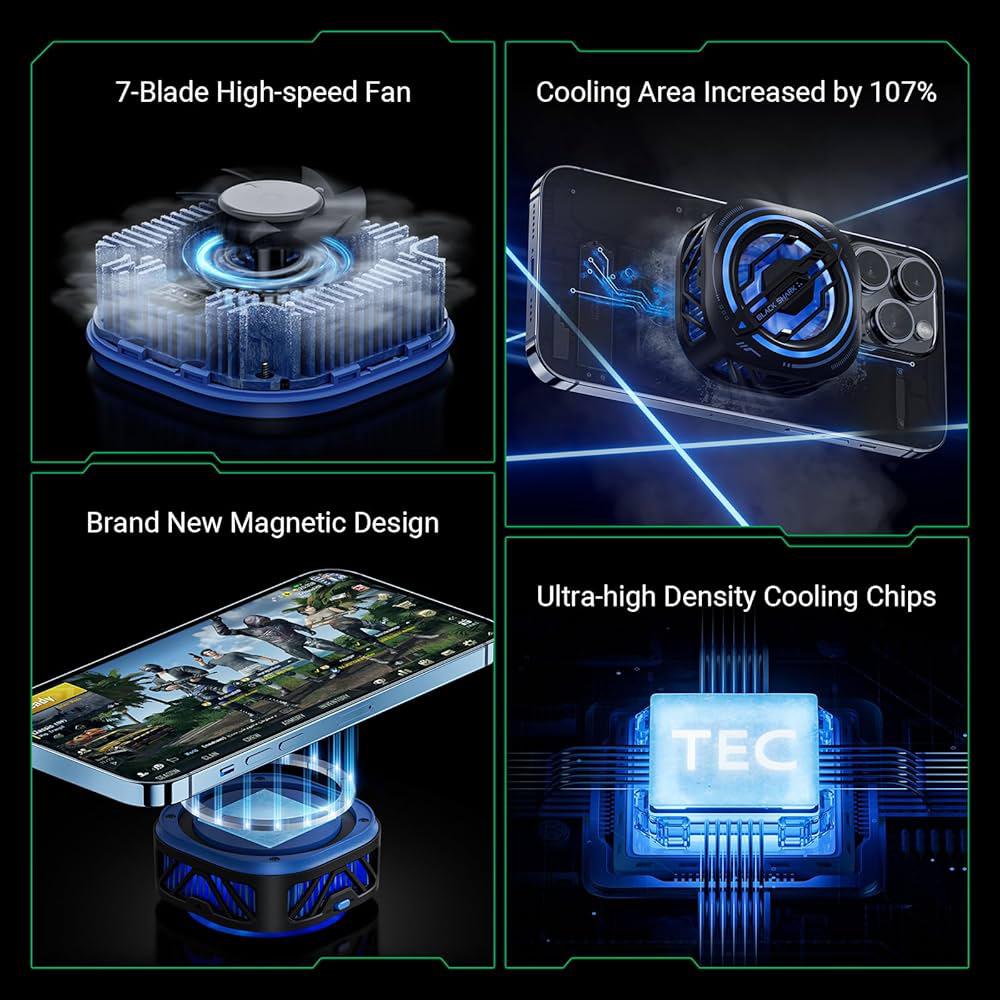 N15 RGB Magnetic Phone Cooler Portable Phone Semiconductor Radiator Fast Cooling Phone Cooler Mobile Gaming Video Streaming Phone Fan For Playing Games Watching Videos Ratings 76